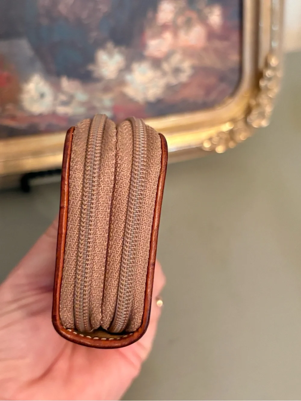 Rare Vintage Christian Dior Trotter Monogram Zip-Around Coin Purse/Key Pouch